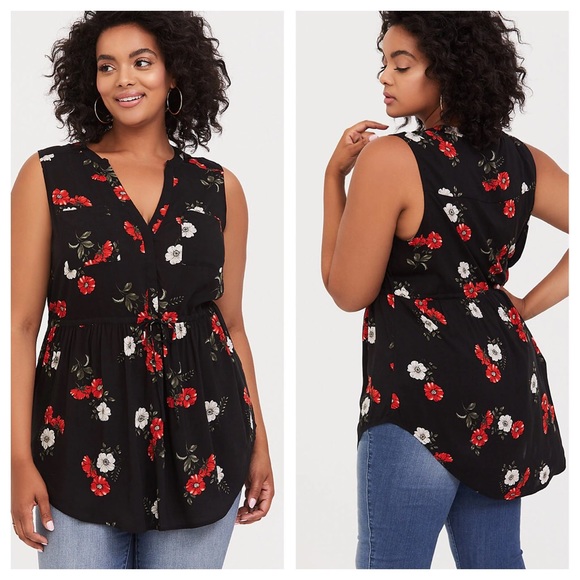torrid Tops - Torrid Black Floral Blouse